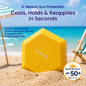 ELROEL cushion open with applicator sponge demonstrating easy pat-on use