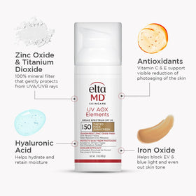EltaMD sunscreen swatches on hand demonstrating blendable tinted coverage