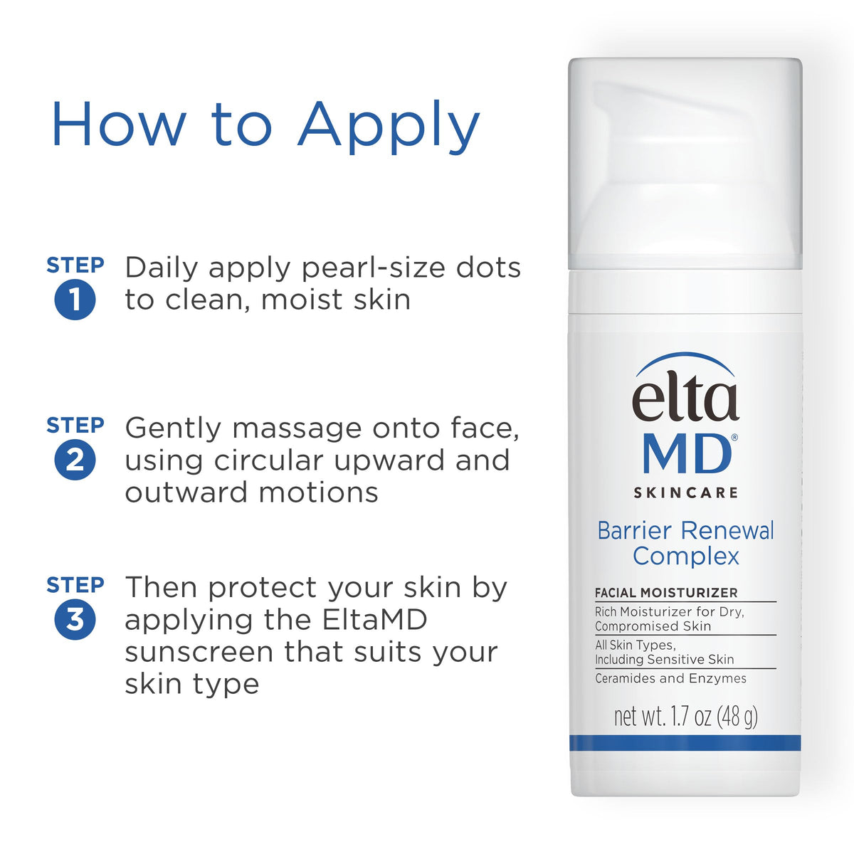 EltaMD application on cheek illustrating calming hydration and reduced redness