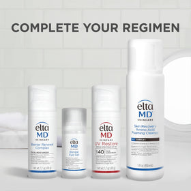 EltaMD next to other skincare items showing seamless routine compatibility