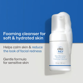 Hand dispensing EltaMD cleanser showing gentle wash in use