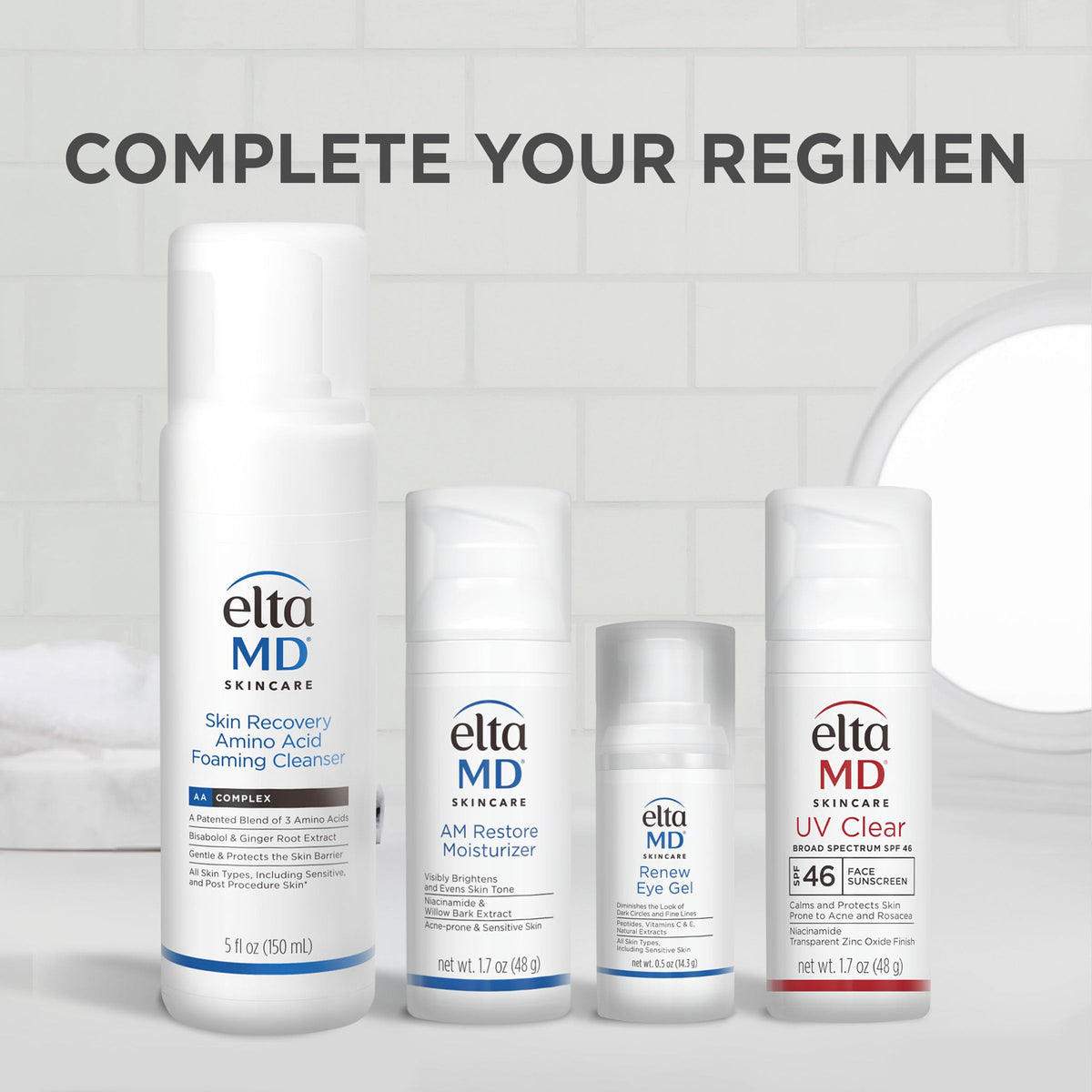 EltaMD gel beside makeup brushes, layers well under concealer and foundation