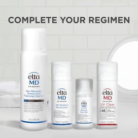 EltaMD gel beside makeup brushes, layers well under concealer and foundation