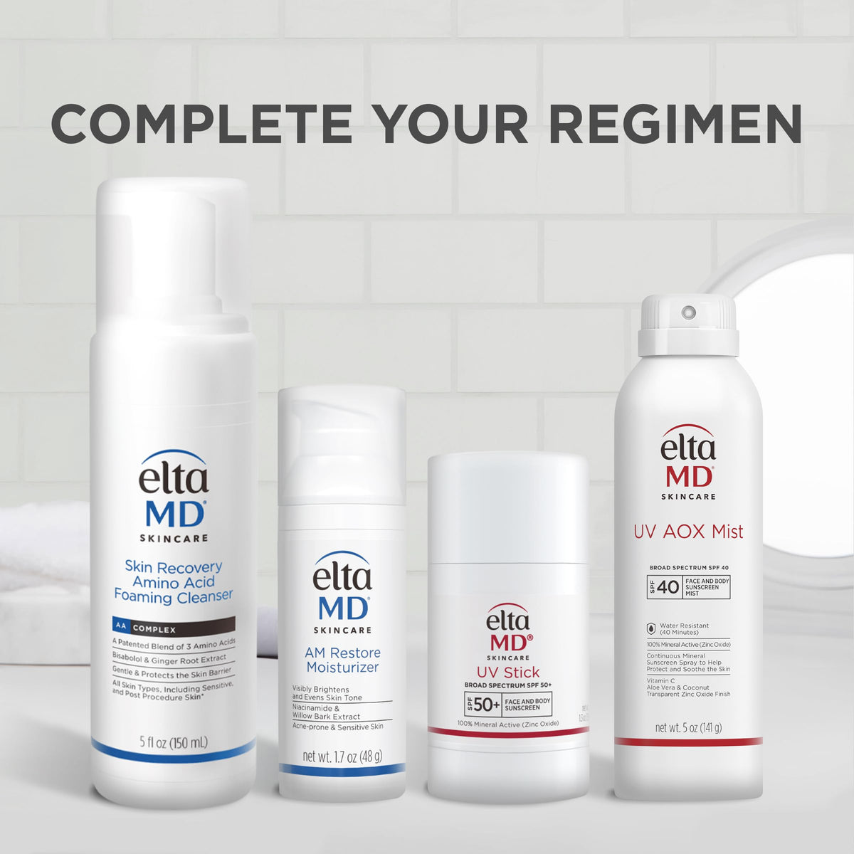 EltaMD label ingredients close-up highlighting zinc oxide and antioxidants