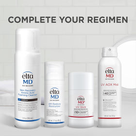 EltaMD label ingredients close-up highlighting zinc oxide and antioxidants