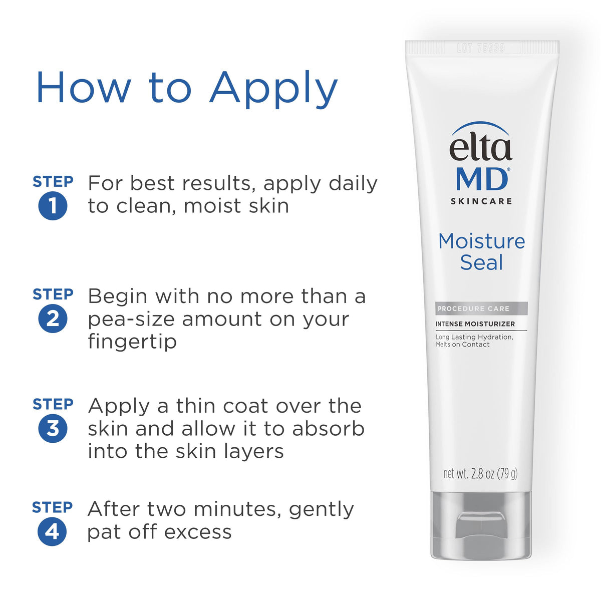 EltaMD moisturizer spread on forearm to hydrate dry body skin