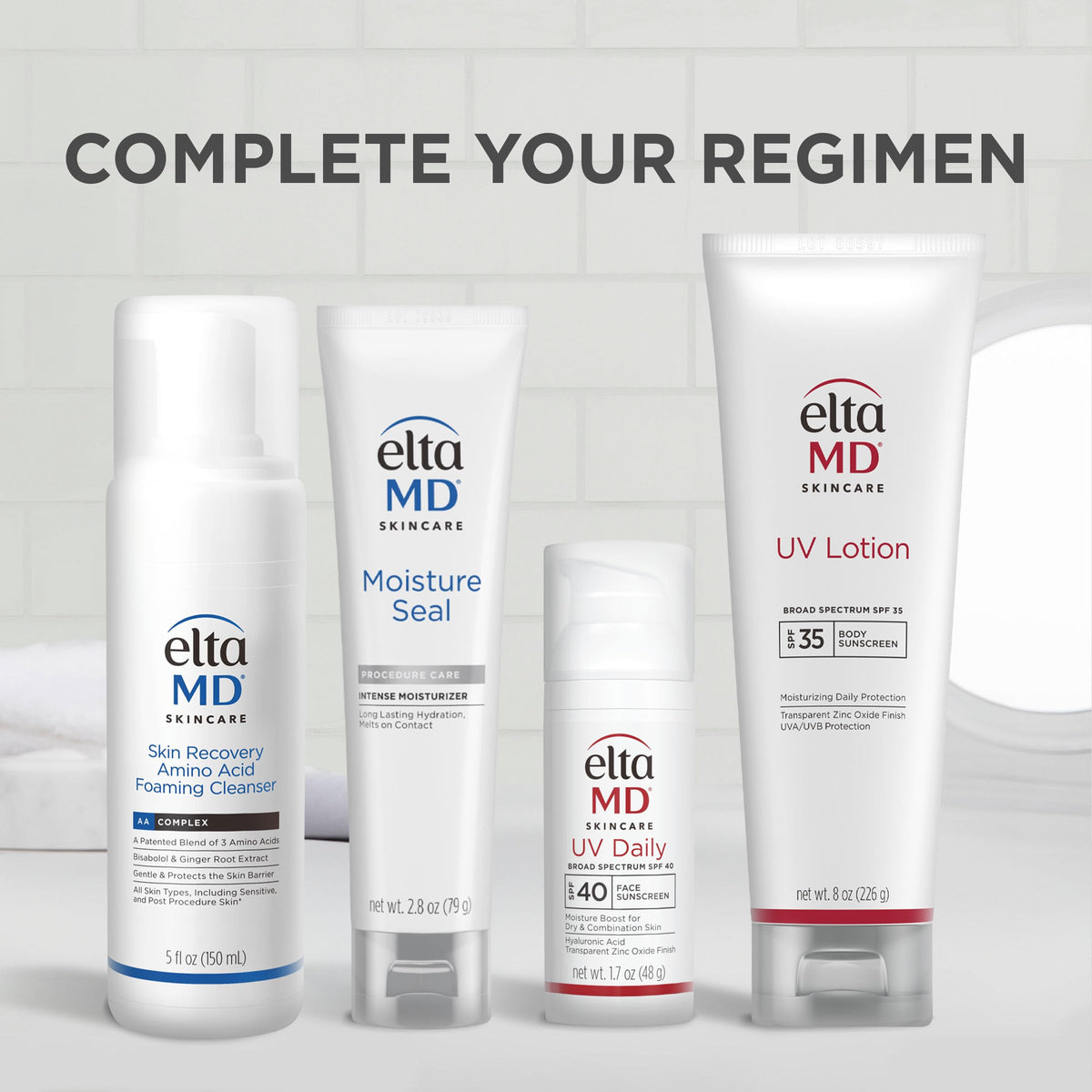 EltaMD ingredient and claims label detail showing preservative-free benefit