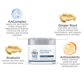 EltaMD jar on nightstand lifestyle shot conveying nighttime repair benefit