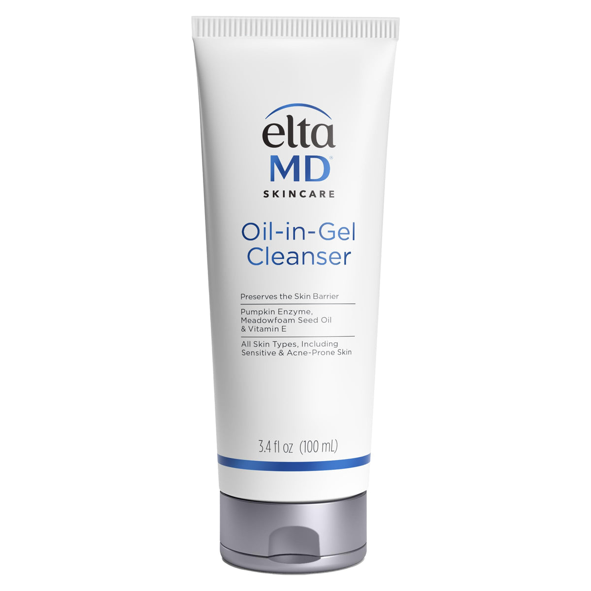 EltaMD front tube view showing product packaging and clear labeling benefit