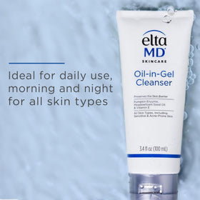 EltaMD being massaged on face showing effective removal of sunscreen and makeup benefit