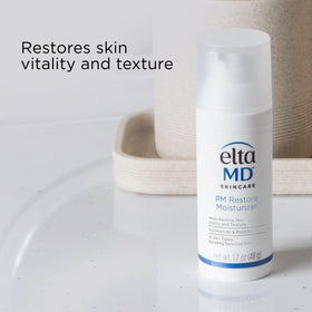 EltaMD ingredient display with hyaluronic acid and niacinamide benefits