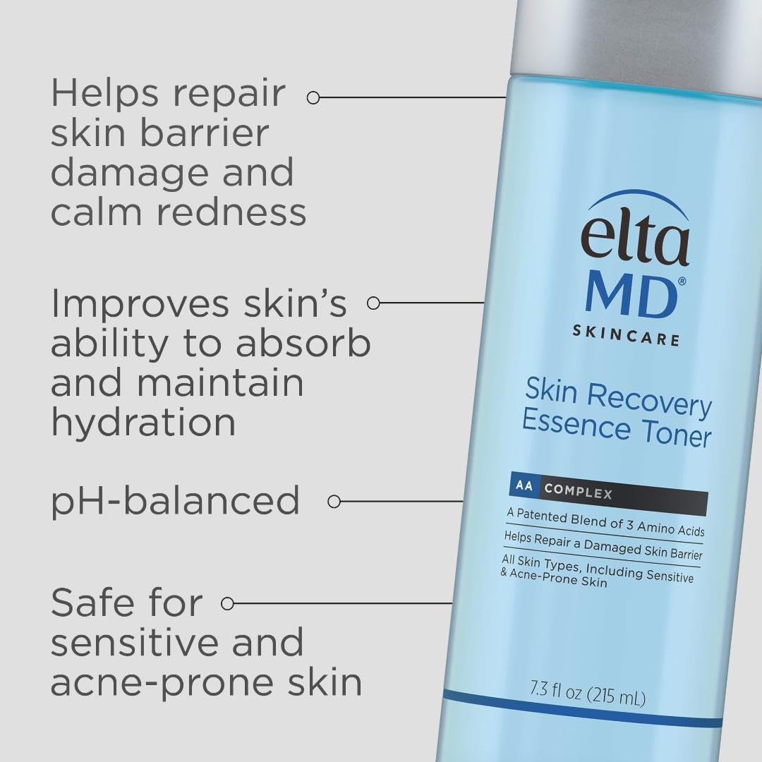 EltaMD pouring hydrating essence into hand demonstrates lightweight absorption benefit