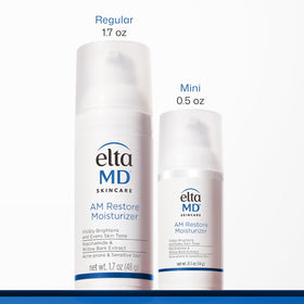 Dispensing EltaMD AM Restore from pump illustrating easy application and no-waste usage