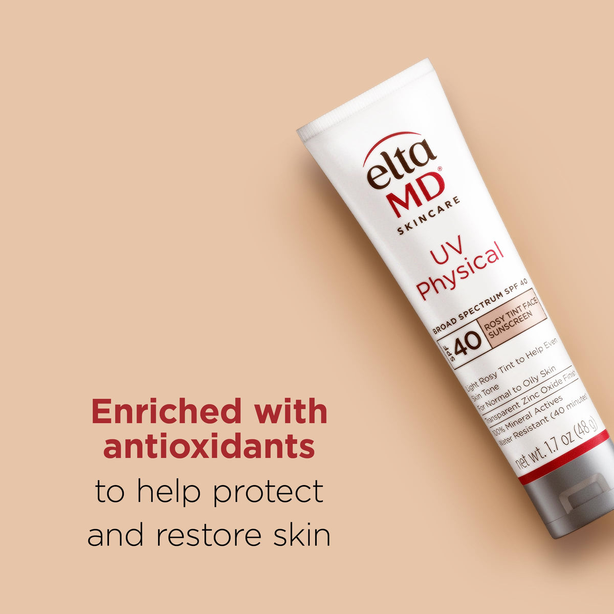 EltaMD rosy tint texture close-up showing blendable finish and lightweight feel