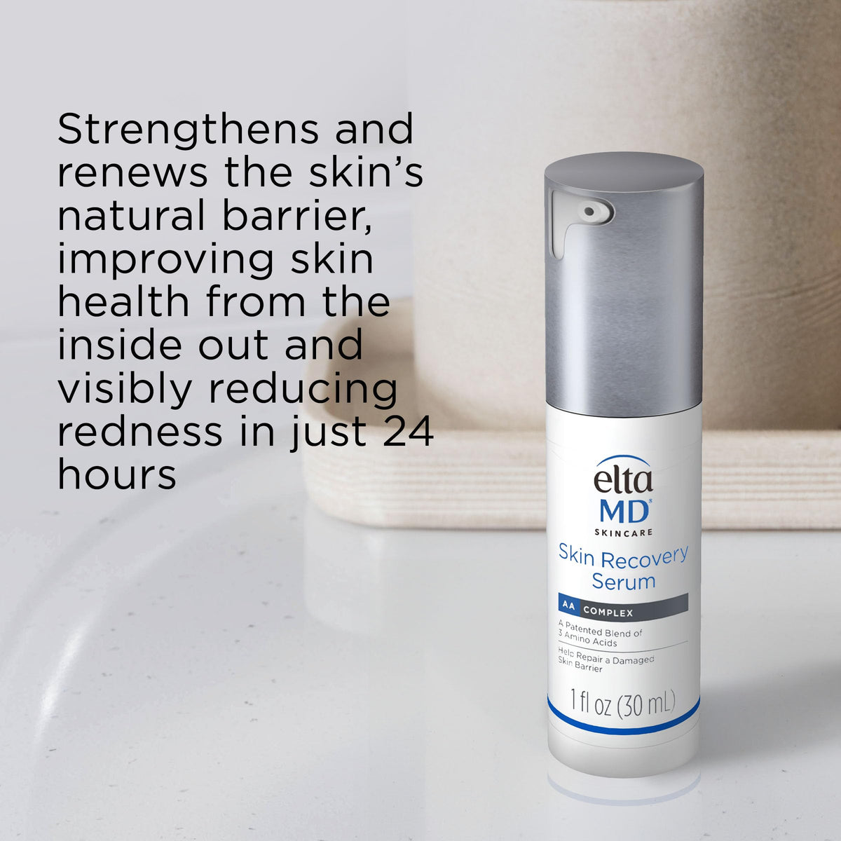 EltaMD before and after skin image showing reduced redness and visible calming benefit