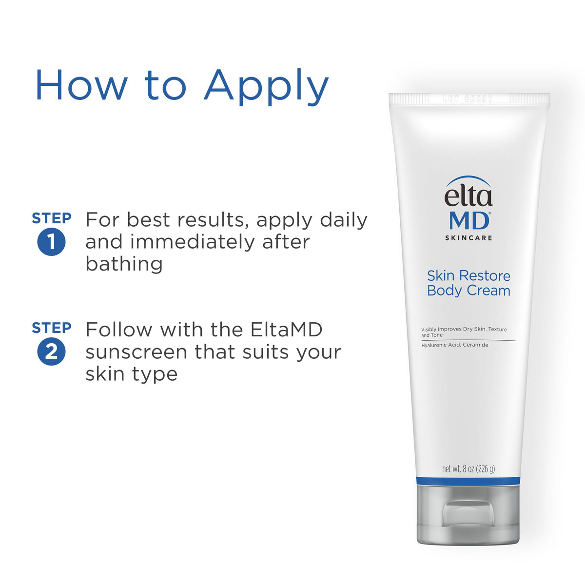 EltaMD 8 oz tube next to common items showing product size and scale