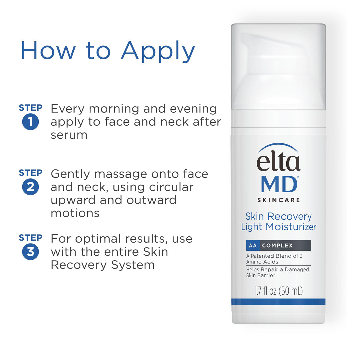 Applying EltaMD moisturizer on hand to show non-greasy hydration
