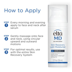 Applying EltaMD moisturizer on hand to show non-greasy hydration