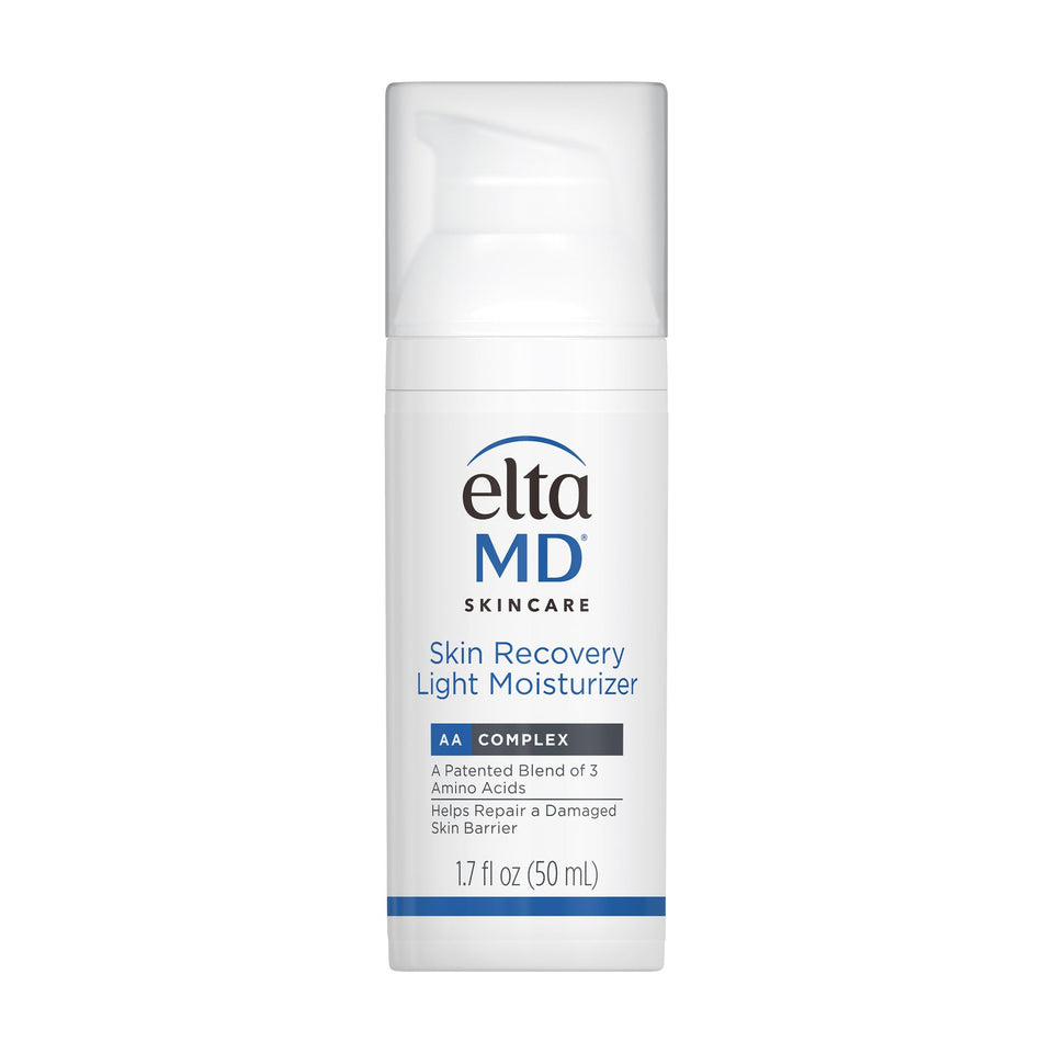 EltaMD pump bottle front view showing lightweight moisturizer and benefits