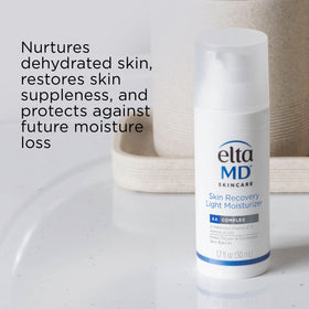 EltaMD moisturizer staged on bathroom counter for daily routine benefit