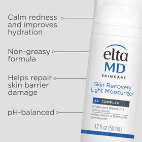 Close-up texture of EltaMD moisturizer showing smooth hydration finish