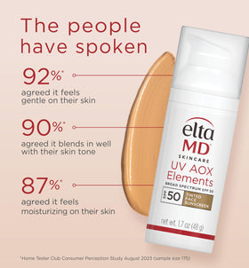 EltaMD sunscreen on model face showing even tone and reduced redness