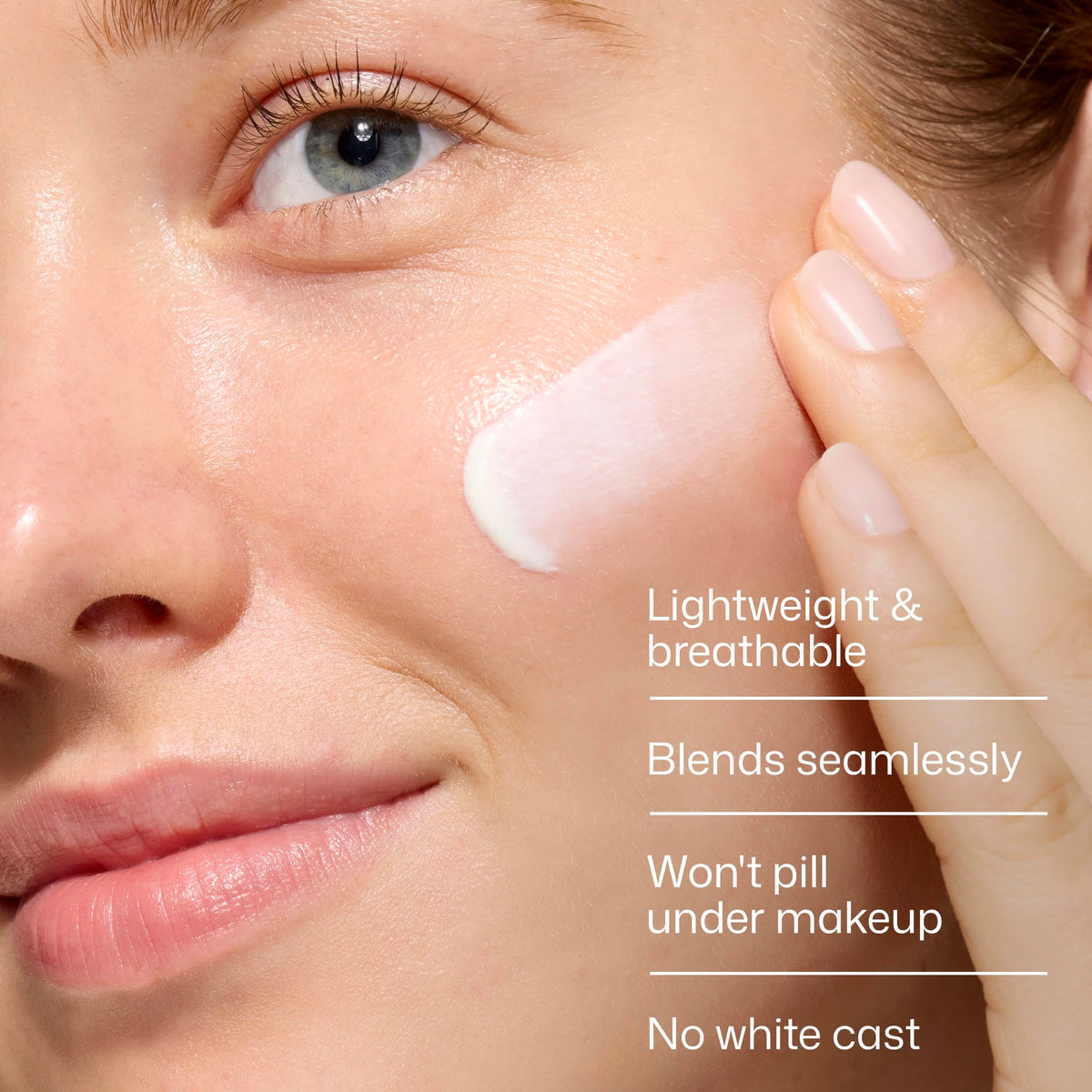 EltaMD creamy mineral texture close-up showing fast-absorbing finish