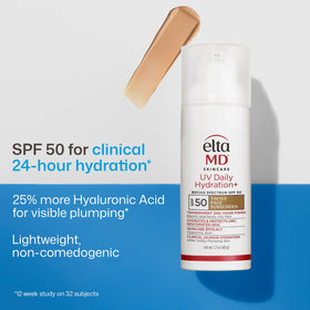 EltaMD pump dispensing tinted sunscreen illustrating controlled, hygienic application benefit