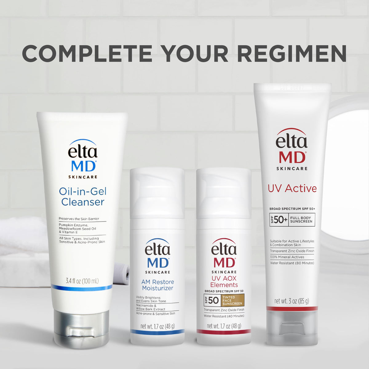 EltaMD beads of water on skin demonstrating 80-minute water resistance benefit