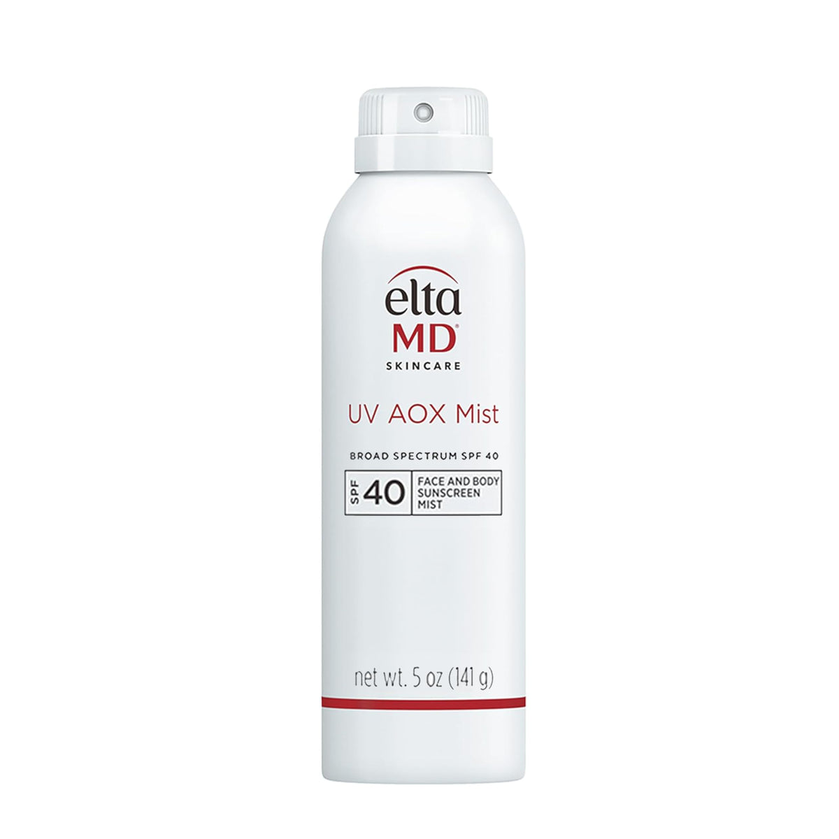 EltaMD front packaging of UV AOX Mist showing product and SPF benefit
