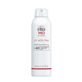 EltaMD front packaging of UV AOX Mist showing product and SPF benefit