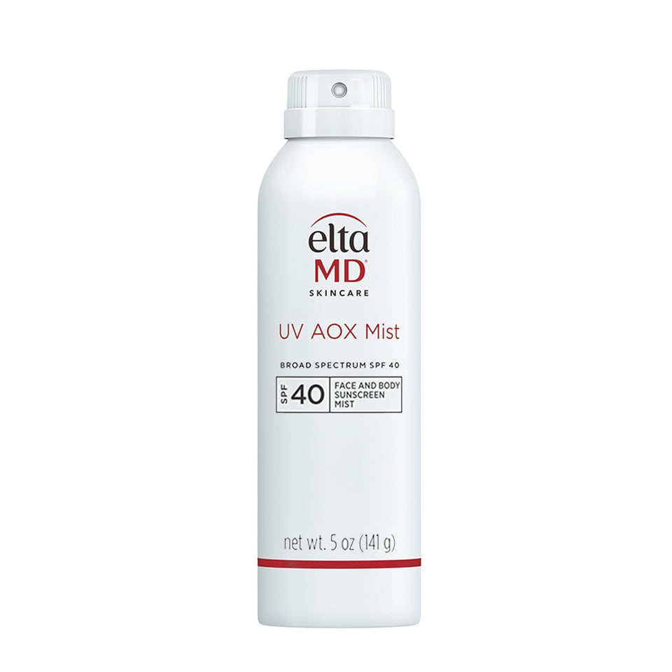 EltaMD front packaging of UV AOX Mist showing product and SPF benefit