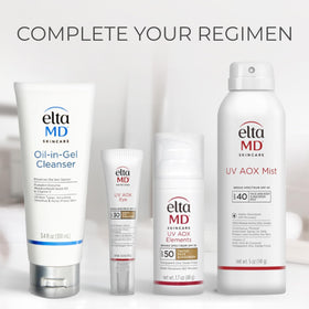 EltaMD applied during hiking for water-resistant SPF protection while active
