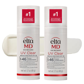 EltaMD UV Clear front pump bottle showing clean design and easy dispensing benefit