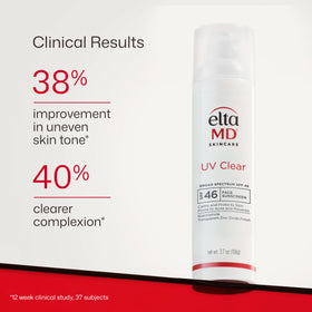 EltaMD bottle on bathroom counter showing daily routine convenience
