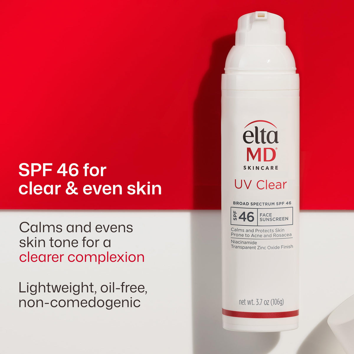 EltaMD pump dispensing sunscreen highlighting mess-free application benefit