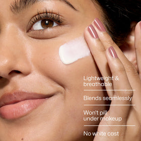 Close-up texture of EltaMD UV Clear lotion demonstrating lightweight, non-greasy feel