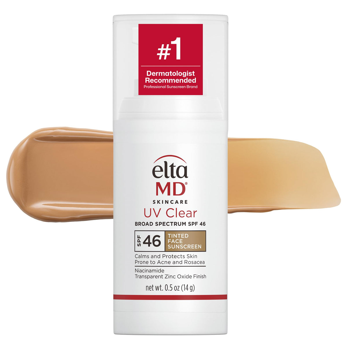 EltaMD bottle front view showing compact pump and SPF label benefit