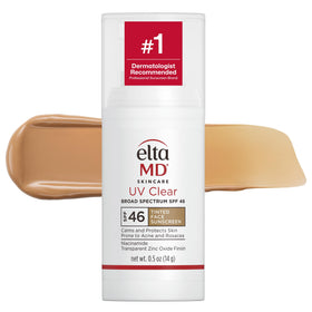 EltaMD bottle front view showing compact pump and SPF label benefit