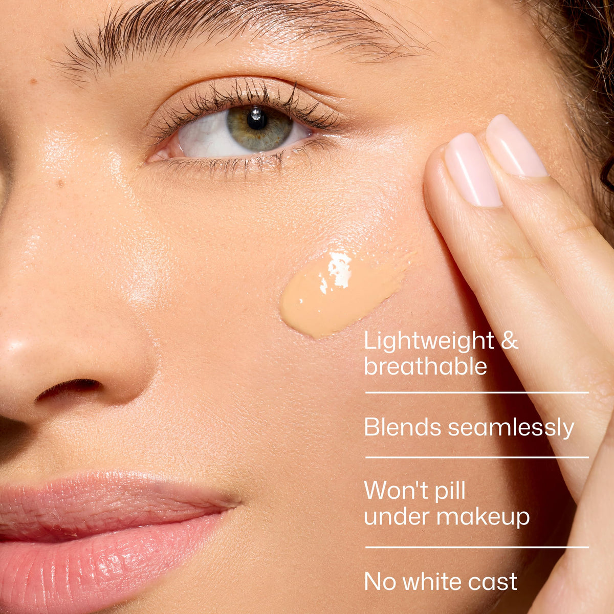 Cream texture swipe of EltaMD tinted formula showing lightweight finish