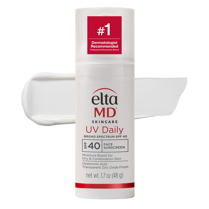 EltaMD UV Daily front pump bottle showing compact travel-friendly design and protection