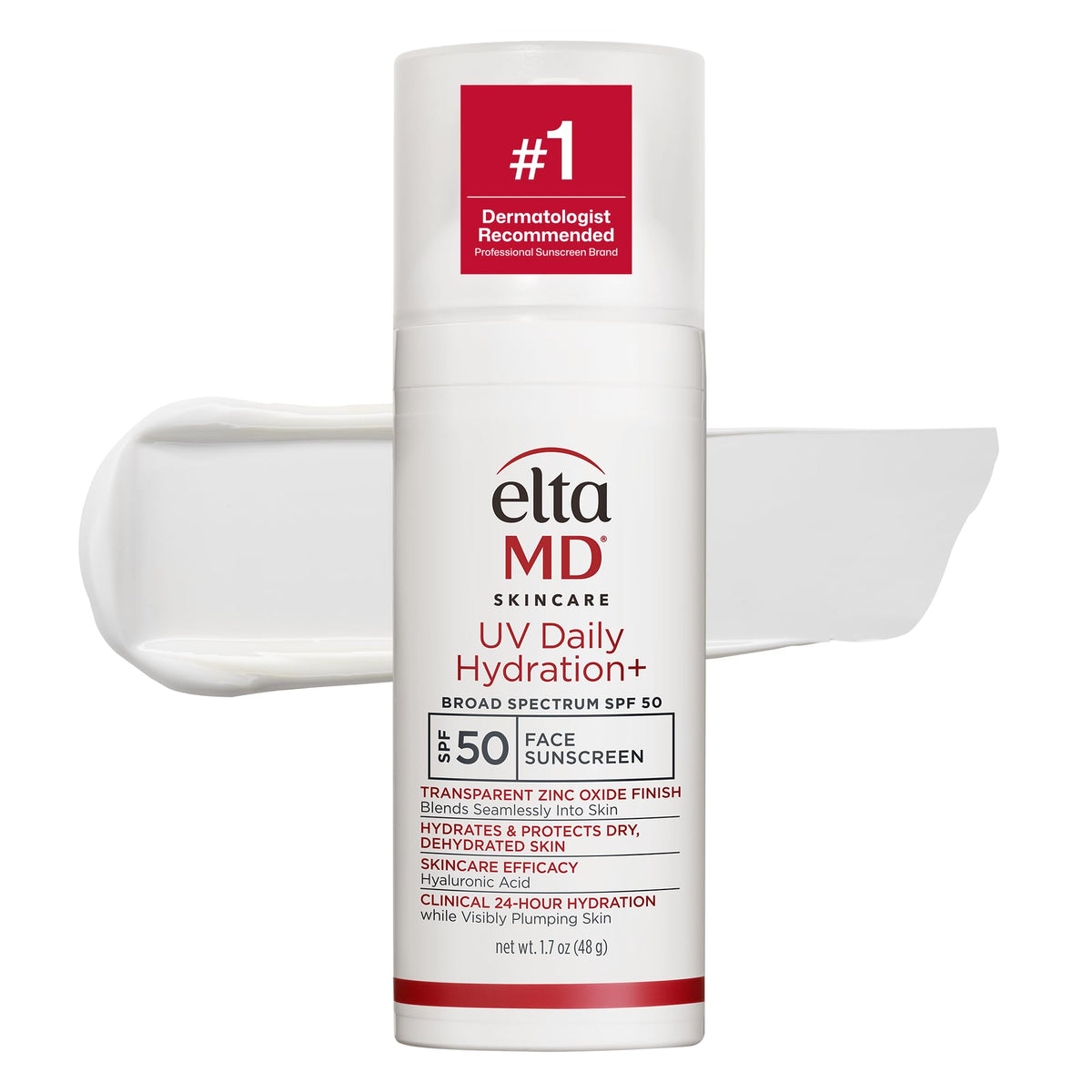 EltaMD front pump bottle showing product and brand, hygienic dispensing benefit