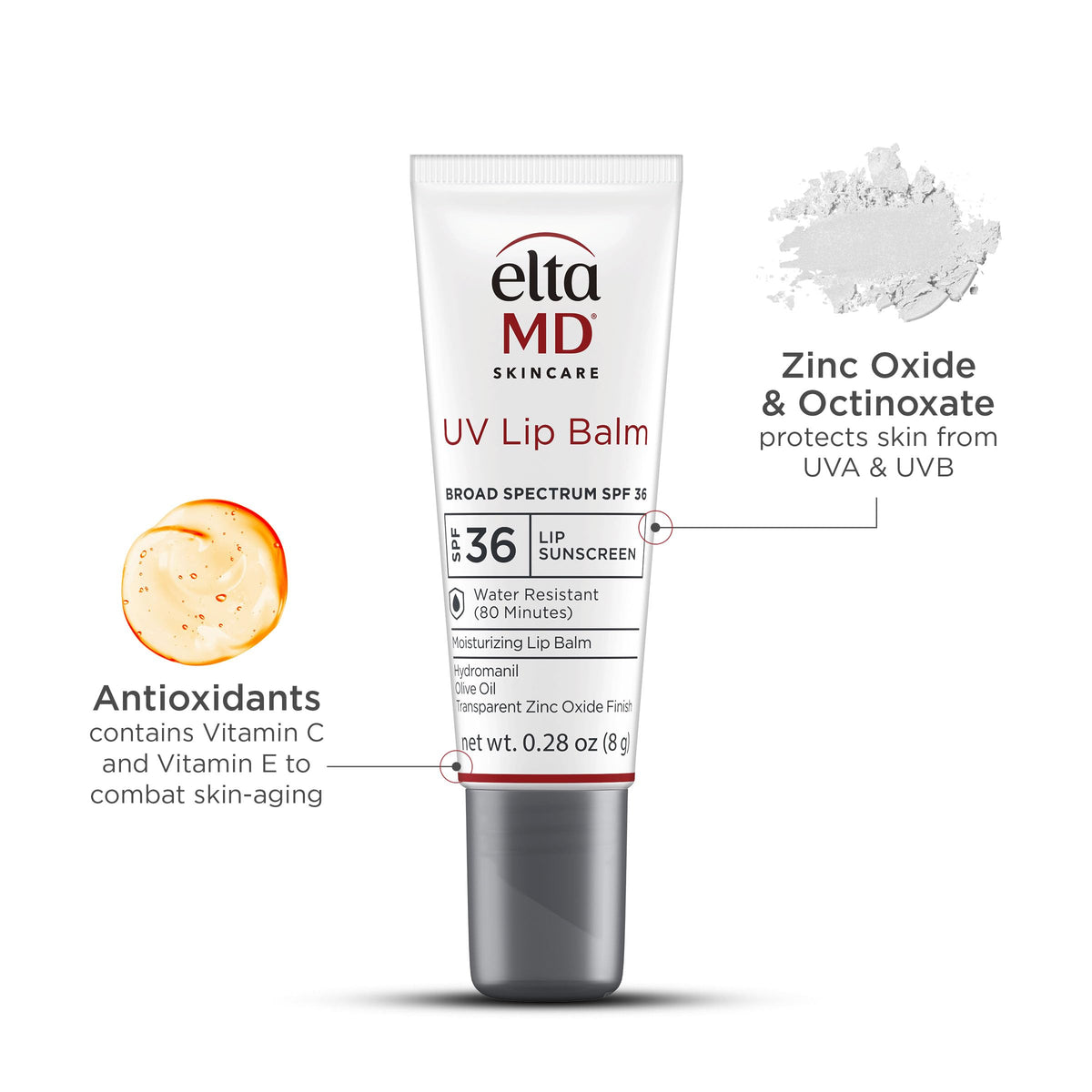 EltaMD balm being applied to lips close up for immediate moisturizing benefit