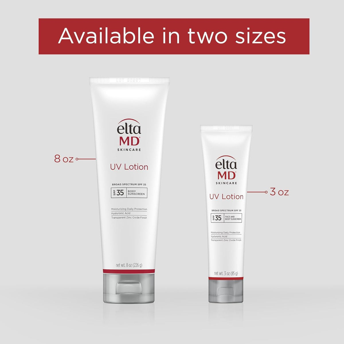 EltaMD ingredient label close-up featuring zinc oxide and hyaluronic acid