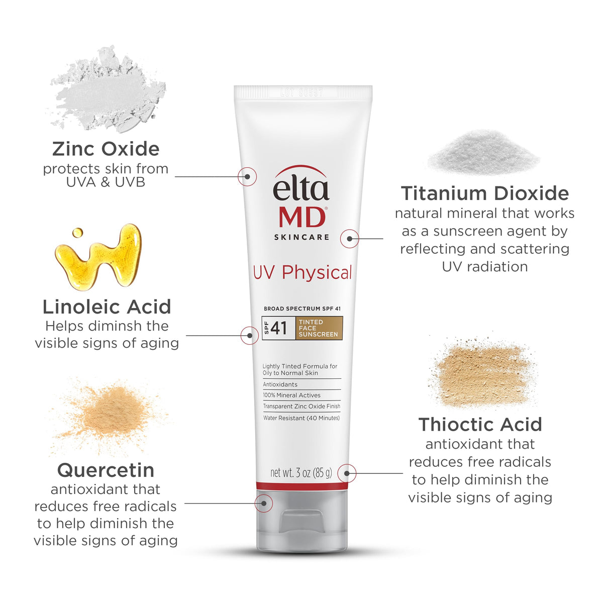 EltaMD application on cheek illustrating even tint and matte benefit