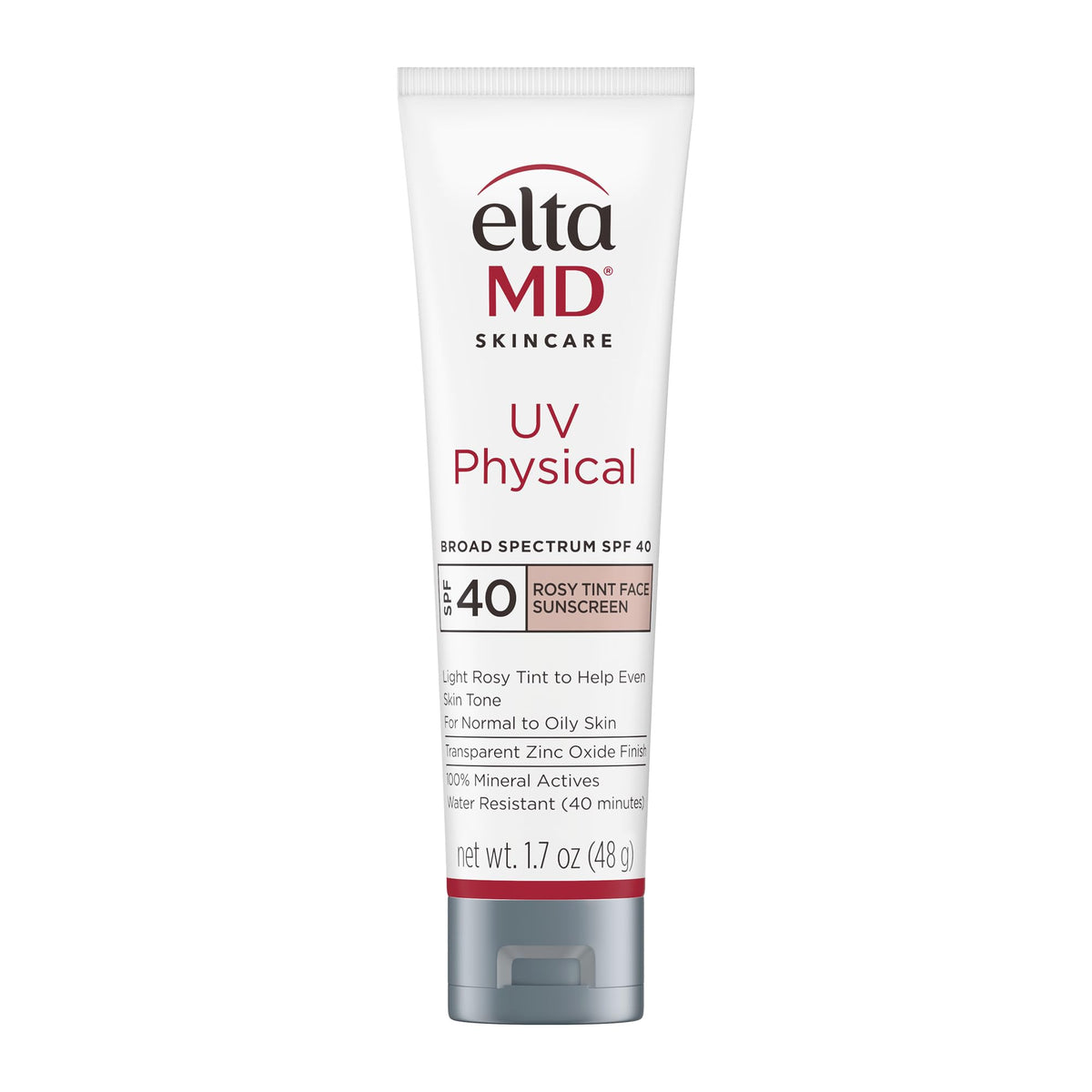 EltaMD front packaging showing rosy tinted SPF 40 and benefit of mineral protection