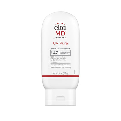 EltaMD UV Pure front packaging showing SPF 47 and 4 oz size for clear protection