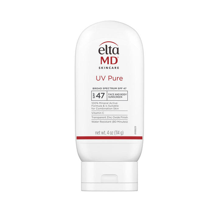 EltaMD UV Pure front packaging showing SPF 47 and 4 oz size for clear protection