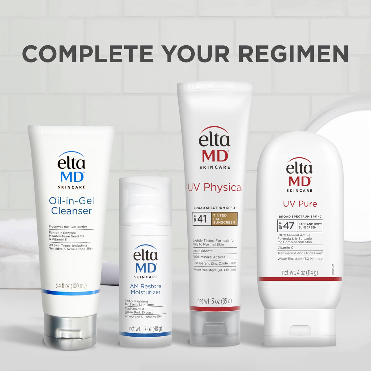 EltaMD UV Pure next to a 4 oz ruler shows compact travel-friendly size