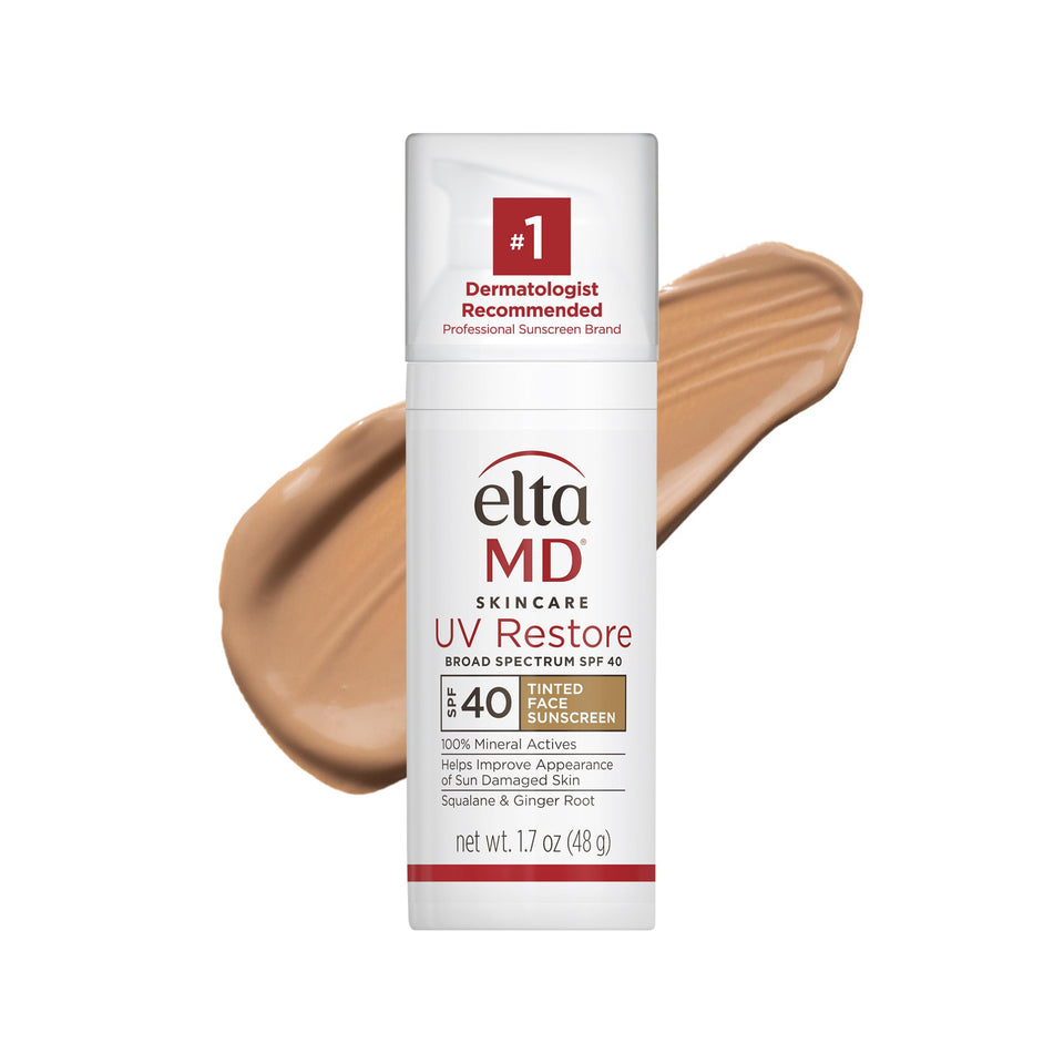 EltaMD tube front view showing SPF 40 and tinted sunscreen benefit
